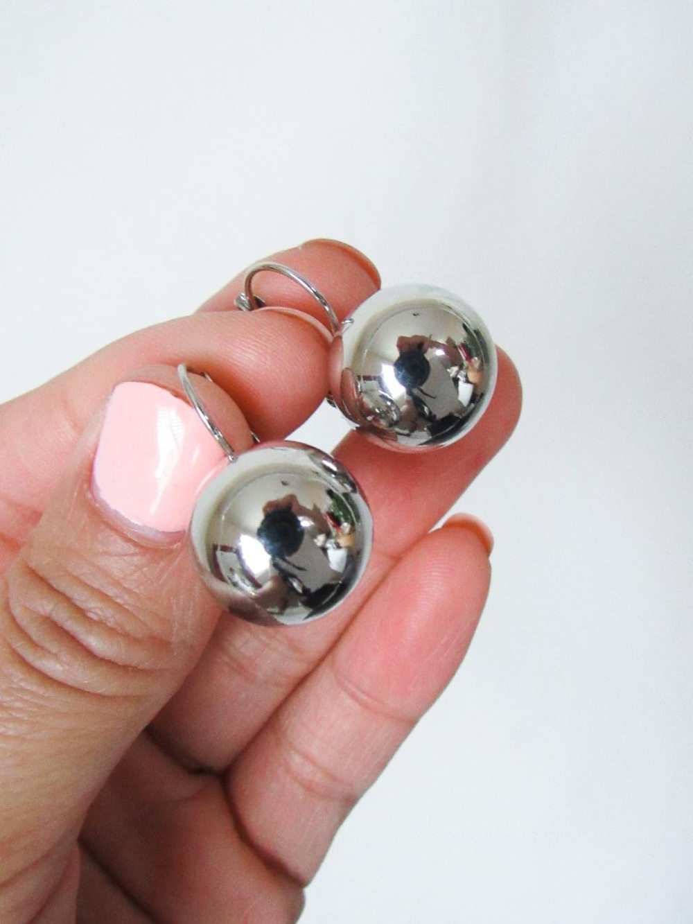 Classic Silver Ball Drop Earrings Elegant Dangle Earrings